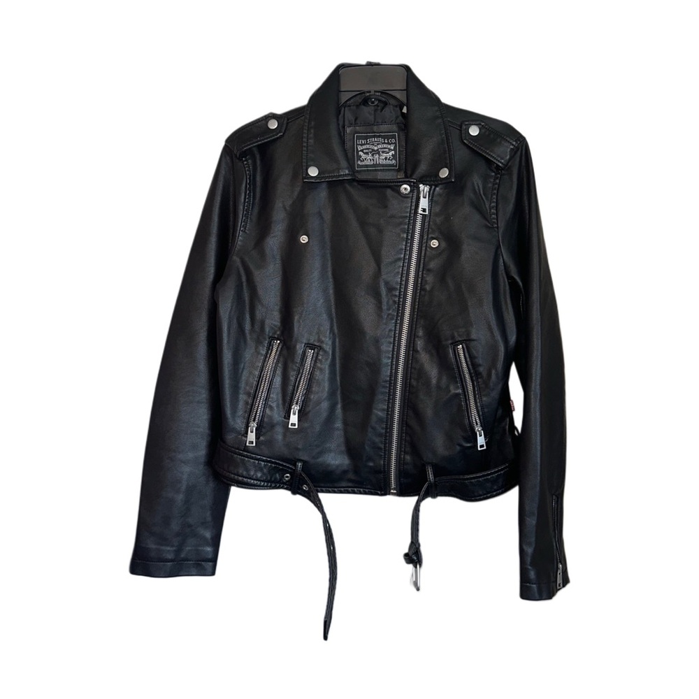 Belted Faux Leather Moto Jacket